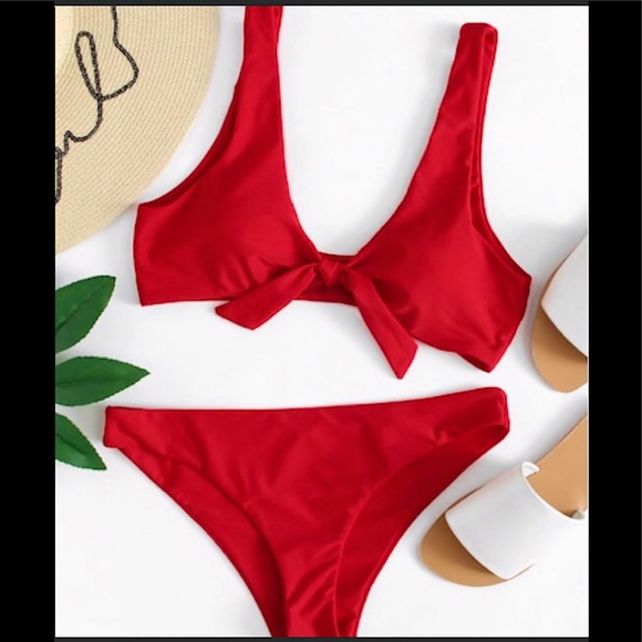 🆕🔥FASHION-NOVA SEXY RED&SUPER CUTE 2PIECE BIKINI BEAUTIFUL RED COLORED NWOT!! - Picture 3 of 6